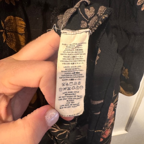 Free People Black Dress with Floral Patterns with button details size small - Picture 4 of 5